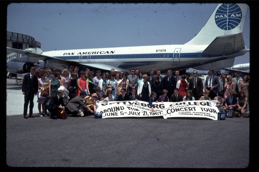 The College Choir embarked on a world tour in 1967, visiting 15 countries over 47 days.