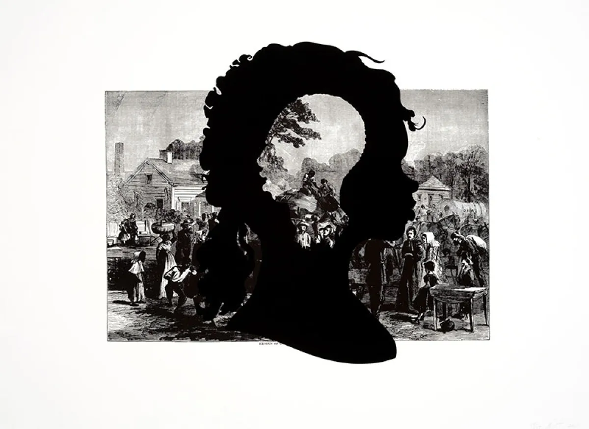 An image of an offset lithography and silkscreen titled Exodus of Confederates from Atlanta, Harpers Pictorial History of the Civil War (Annotated)