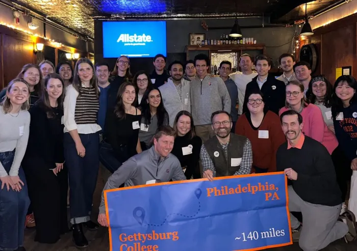 Gettysburg College alumni and students at a networking event in Philadelphia.