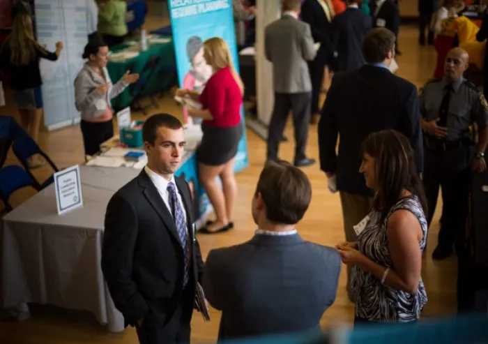 Job fair with students and employers