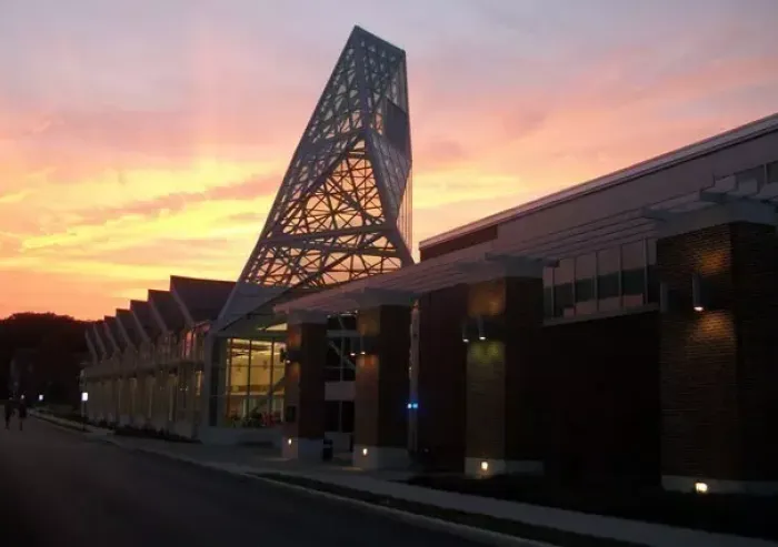 The exterior of The John F. Jaeger Center for Athletics, Recreation, and Fitness.