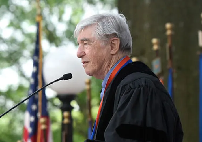 Jerry Spinelli speaking at commencement.