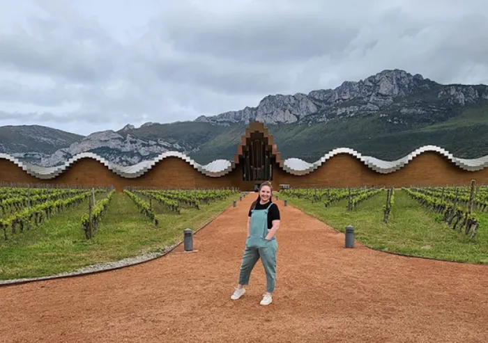 Student in vineyard