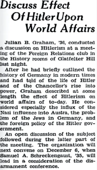 photocopy image of news article about effect of Hitler