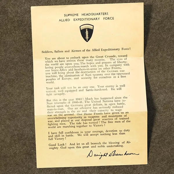 Photograph of a letter by Dwight Eisenhower