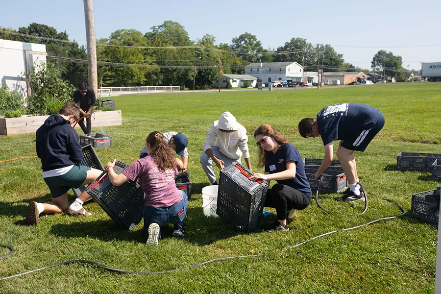  Gettysburg College students working at the SCCAP Food Pantry