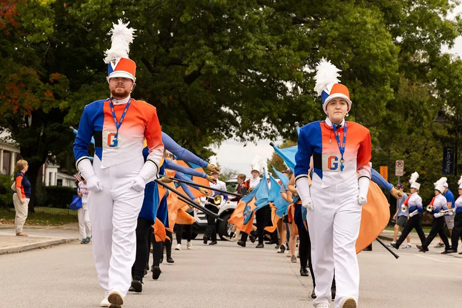 The Bullets Marching Band heads down Lincoln Avenue.