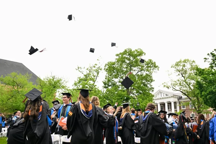  Gettysburg College graduates celebrate during Commencement