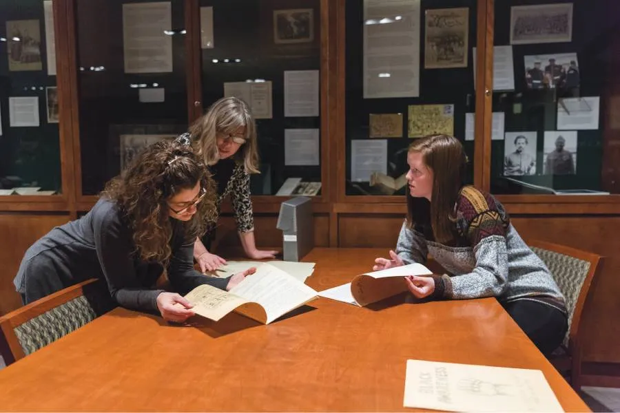 Students conduct research in Special Collections and College Archives at Musselman Library.