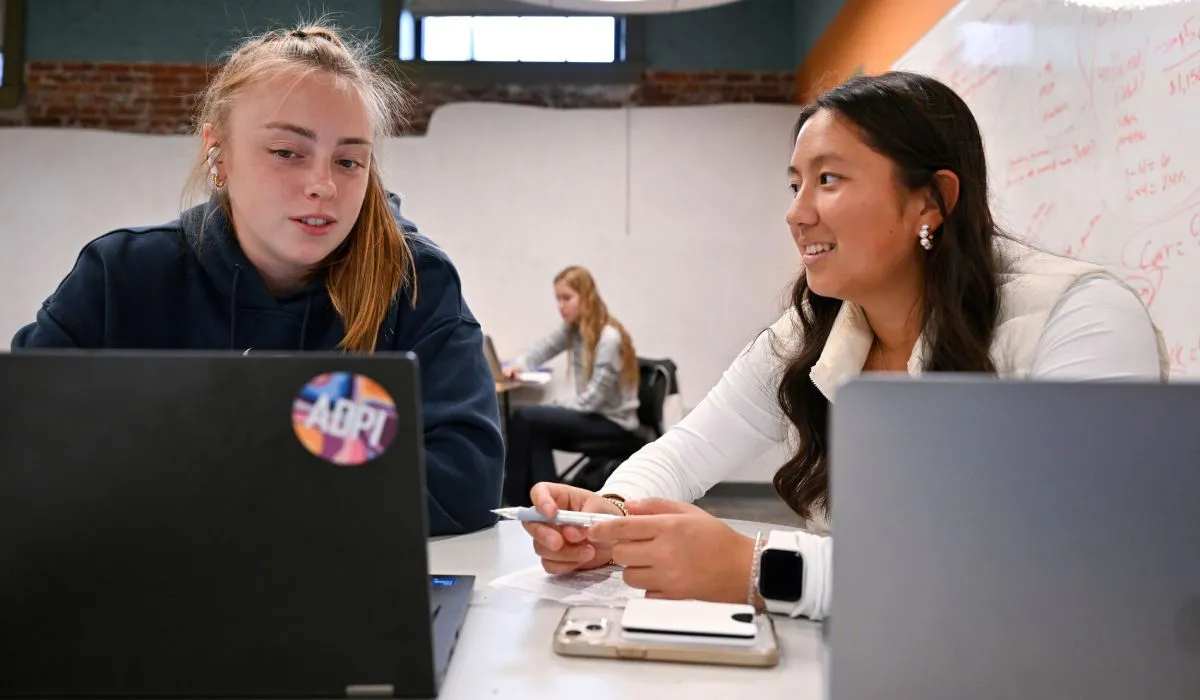 Two students having a discussion