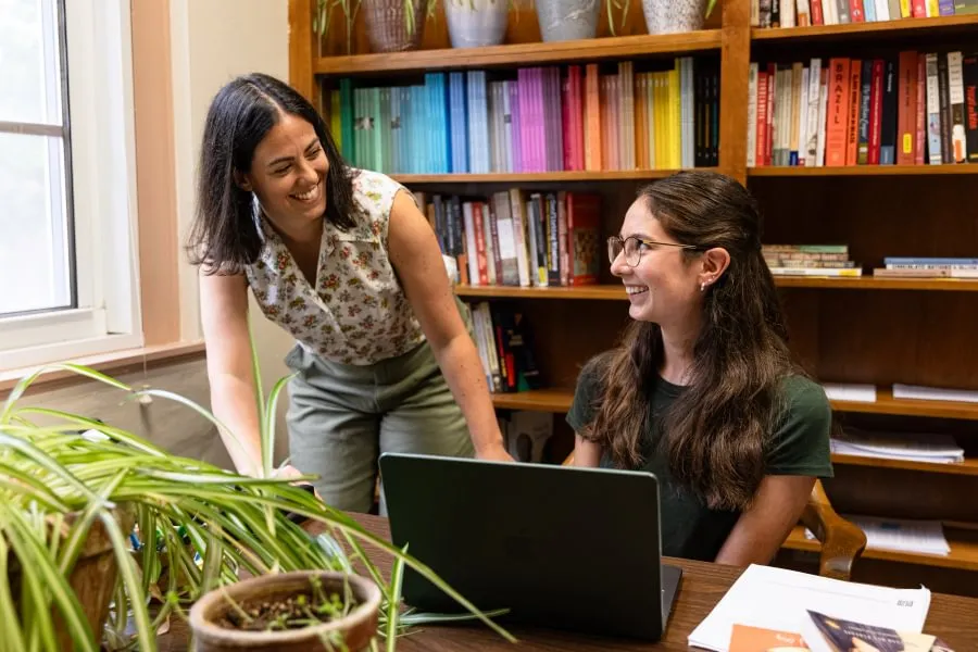 History Prof. Hannah Greenwald and history major Julia Lavine ’28.
