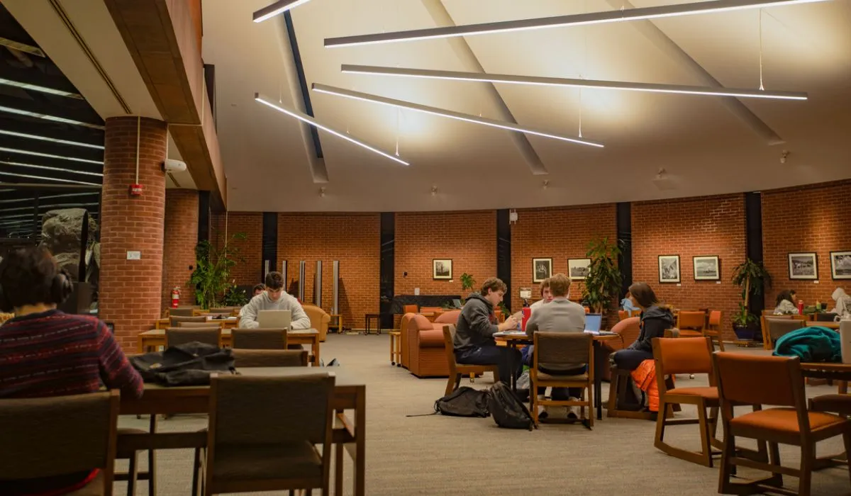 Students studying in the library