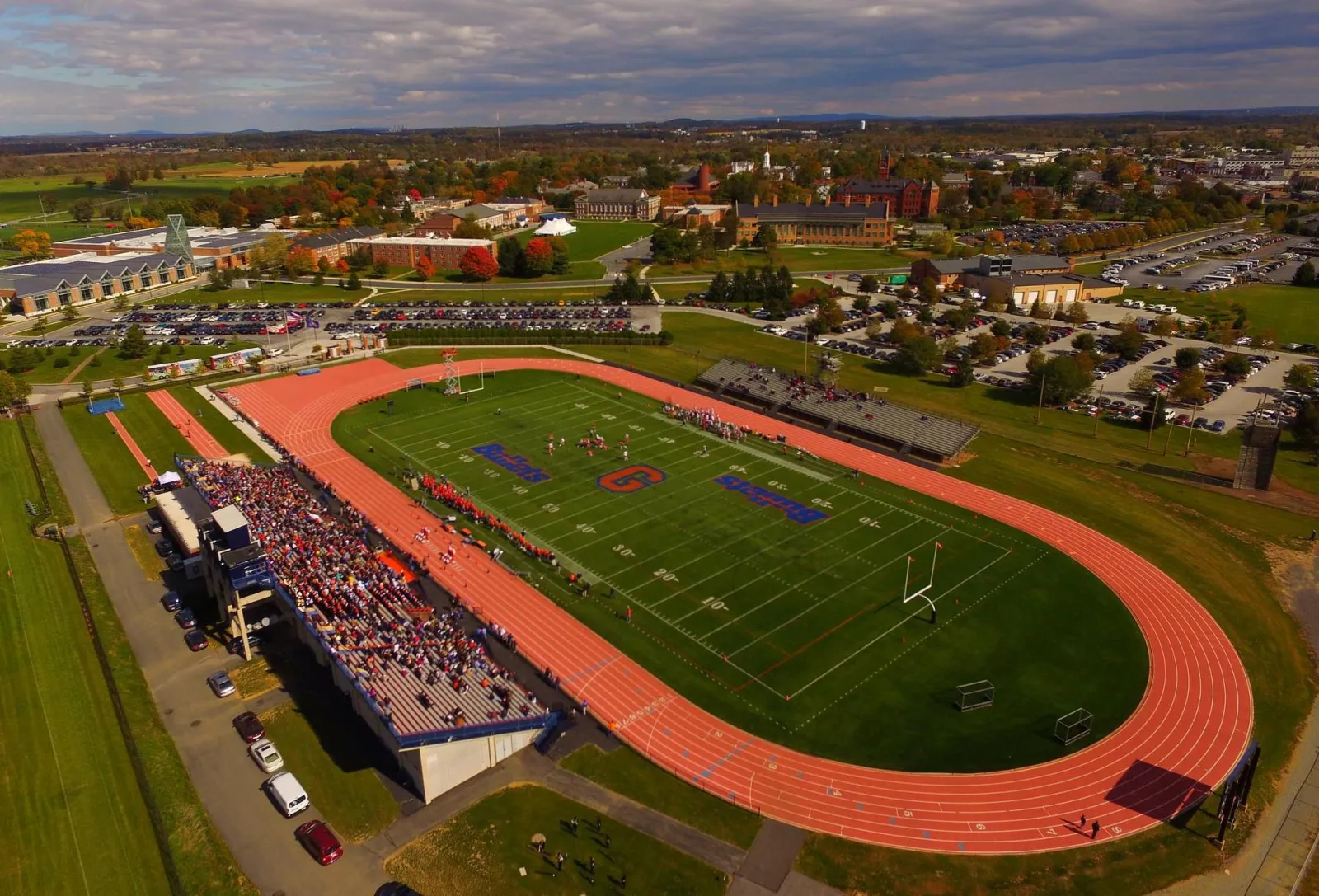 An aerial view of Musselman Stadium.