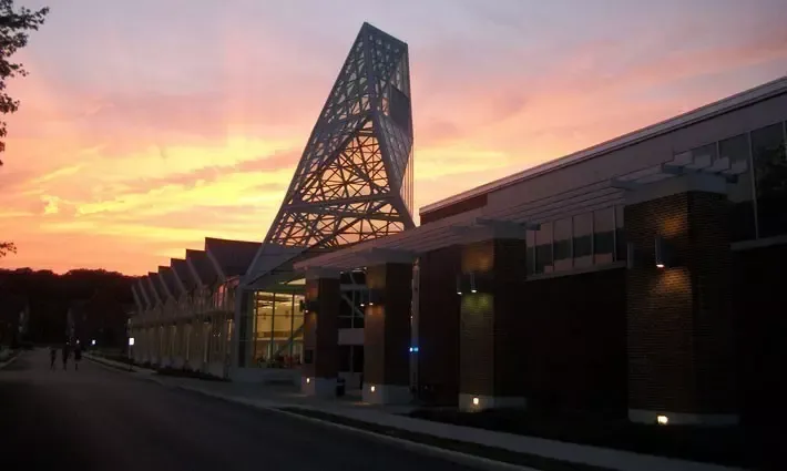 The exterior of The John F. Jaeger Center for Athletics, Recreation, and Fitness.