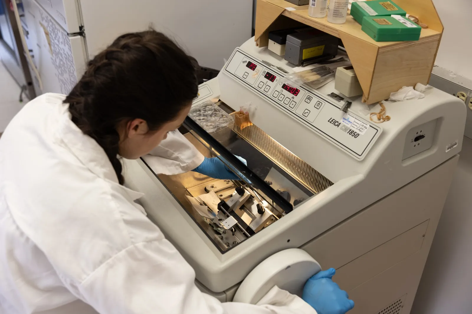 student using bio lab equipment