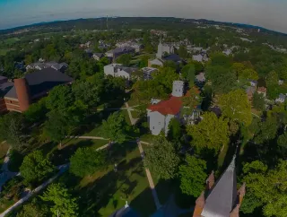 An aerial image of the Gettysburg College campus.