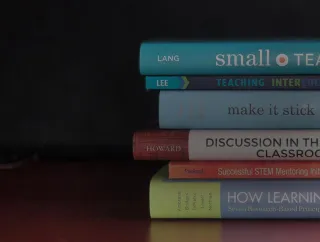 A pile of books.