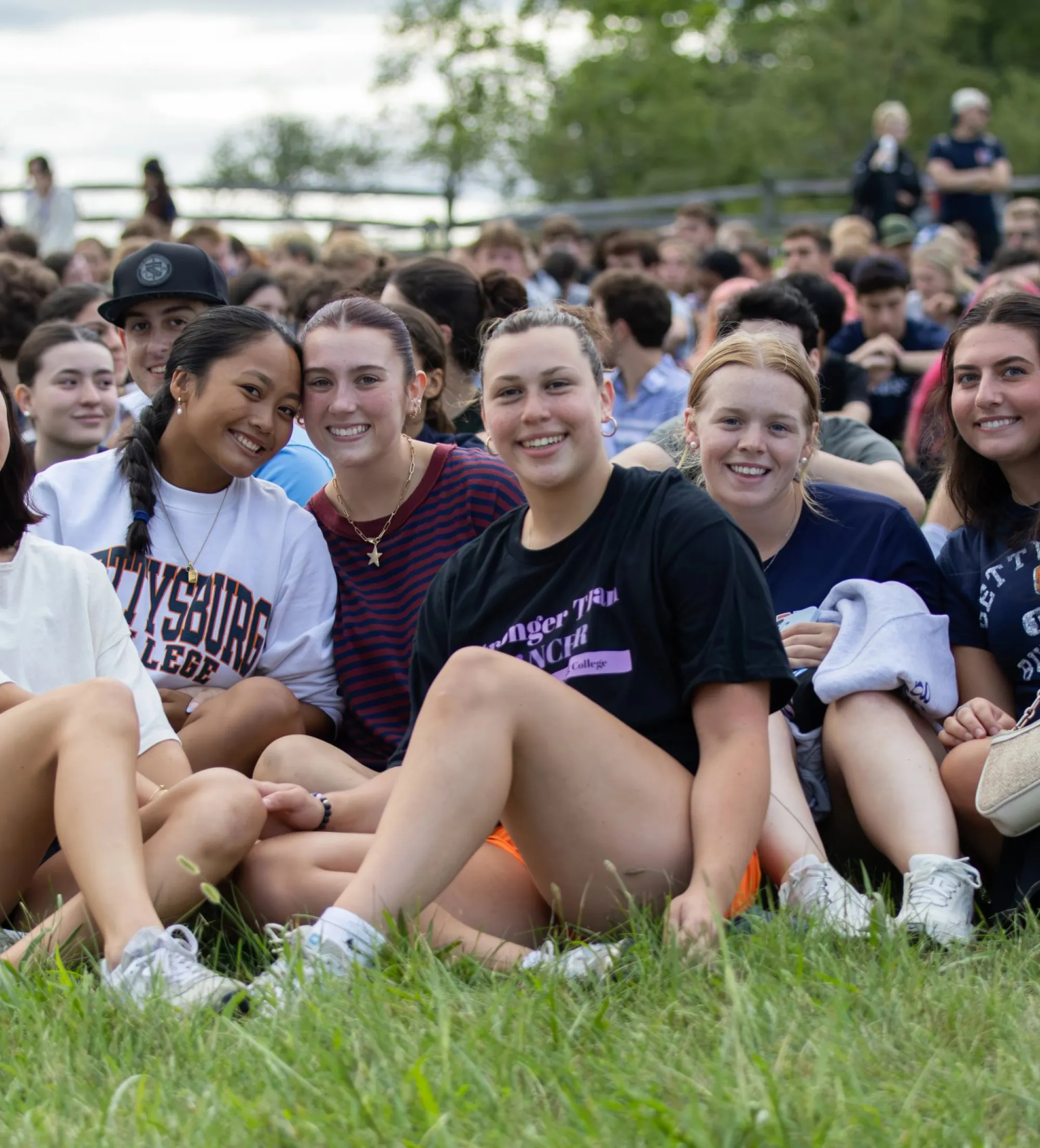 First year walk gathering of students on field