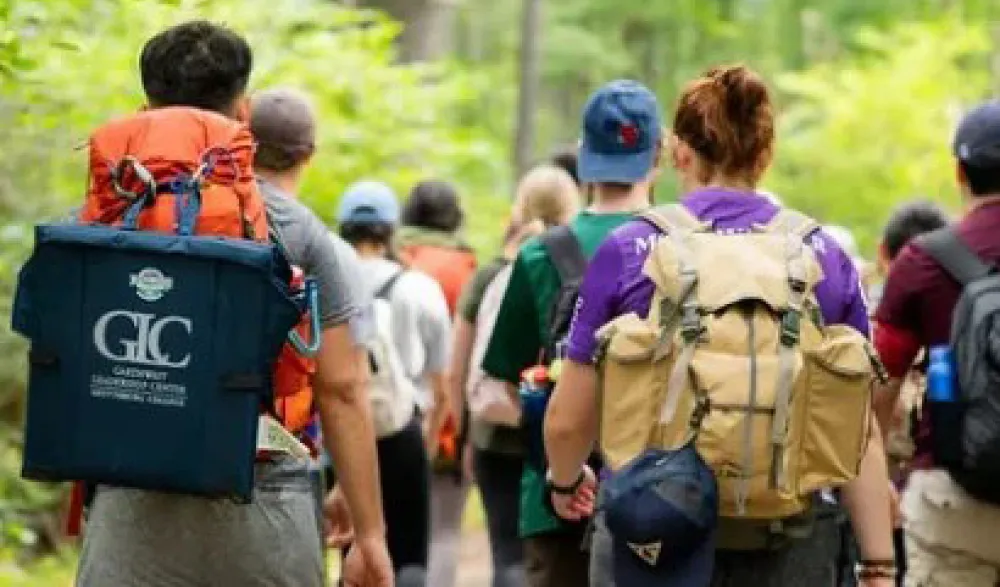 A group of students hiking.