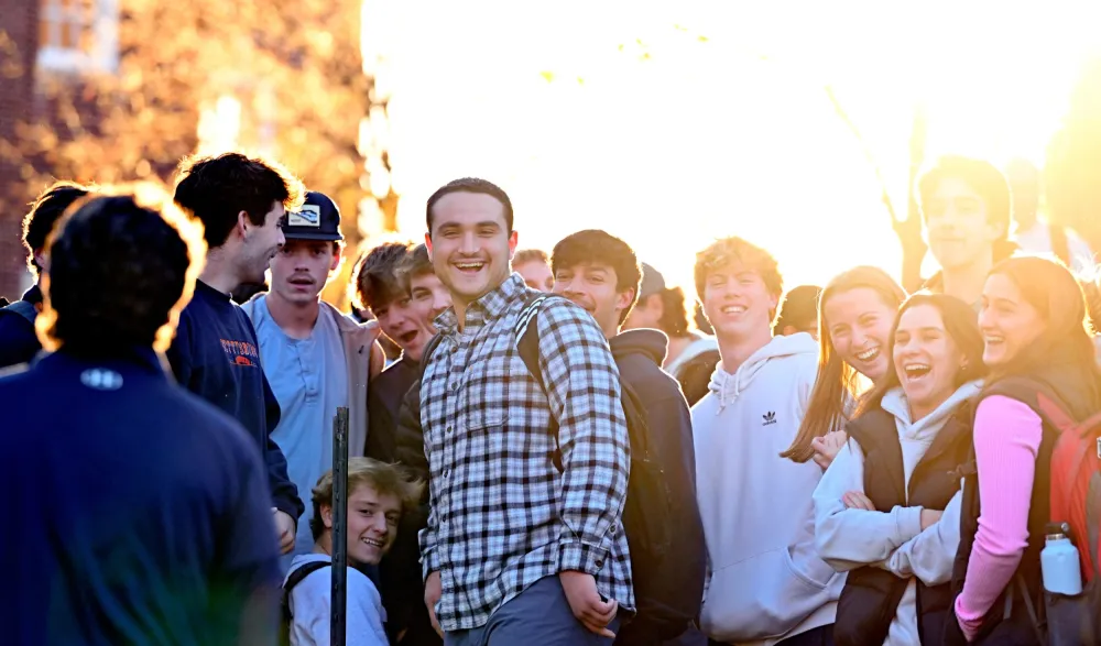 Students smile for camera