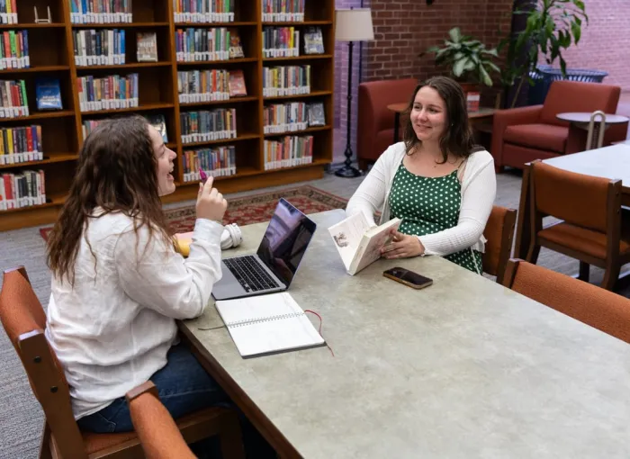 talking at library