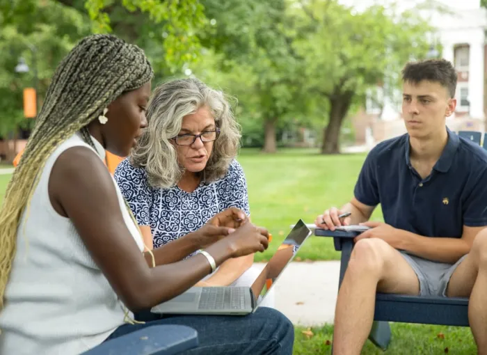 outside with students