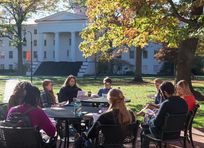 A class meets outside.