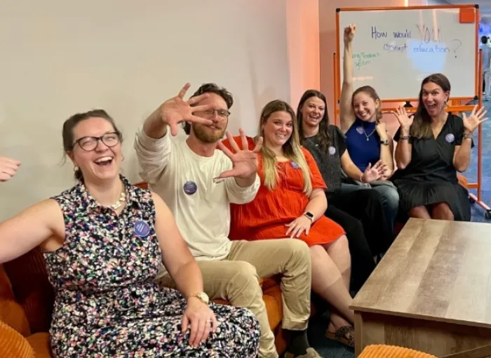 group laughing for camera