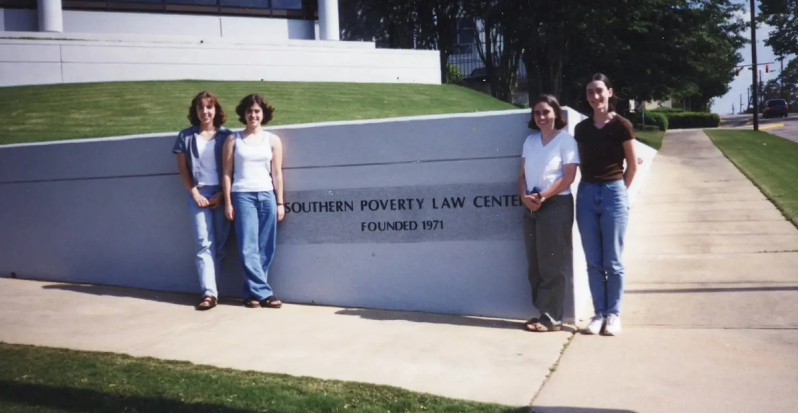 Melodie Foster ’00, Amy Lucadamo ’00, Lavinia Rogers ’00, Juniper (“Pepper”) Day ’00 at the Southern Poverty Law Center in Alabama in 1998