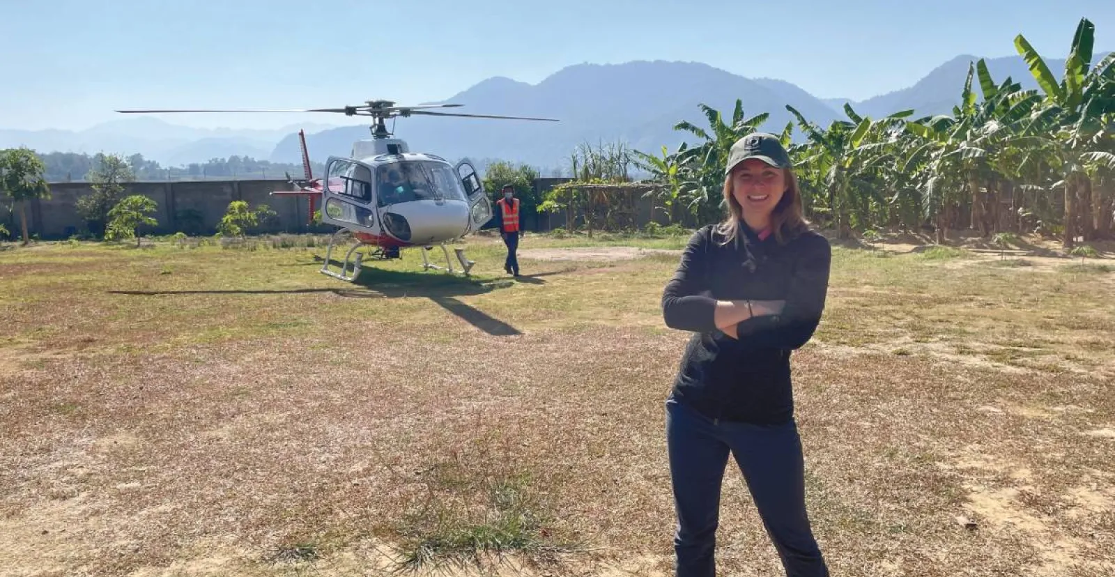 Katherine M. (Haas) Pompeani ’10 uses a helicopter to support DPAA recovery operations in Laos.